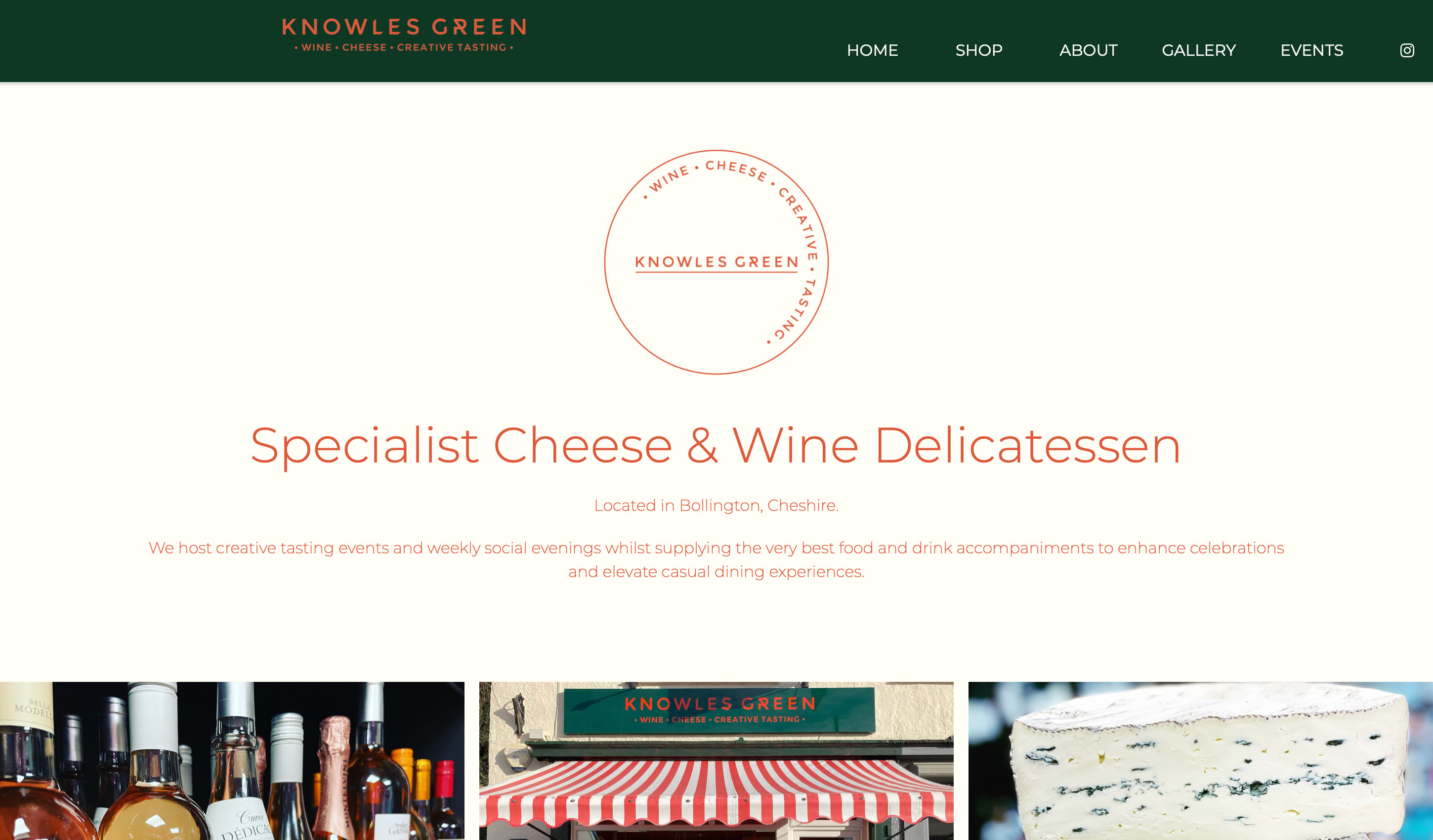 Knowles Green wine shop website